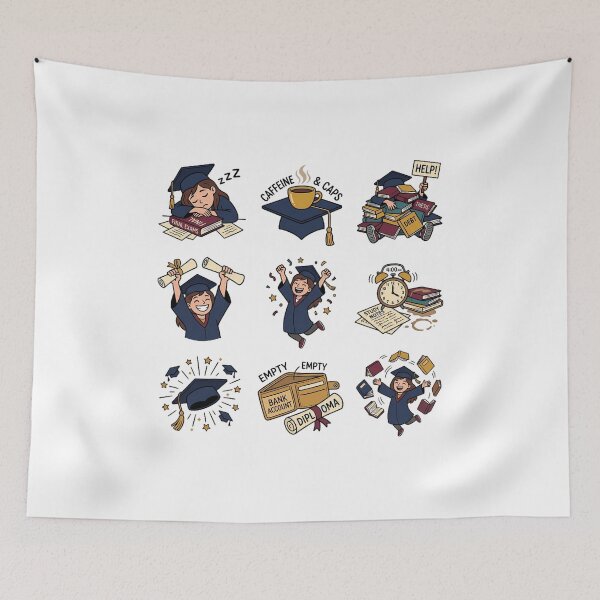 Item preview, Funny Graduate Student Struggle Coffee Diploma Sticker Pack designed and sold by mood-draftsman.