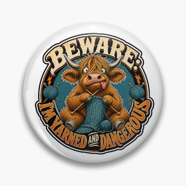 Item preview, Beware I'm Yarned And Dangerous Funny Knitting Highland Cow designed and sold by Wilcox PhotoArt.