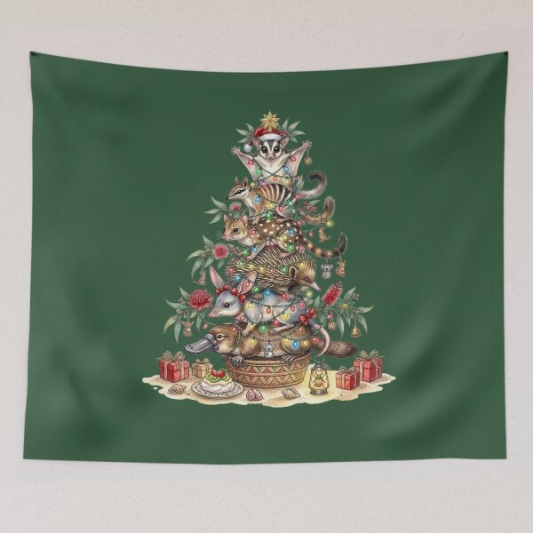 Item preview, Australian Animals Christmas Tree – Pine Green Aussie Bush Holiday Art designed and sold by Wennebabs.