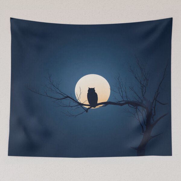 Item preview, Owl sits on a branch under the moon designed and sold by anytka.