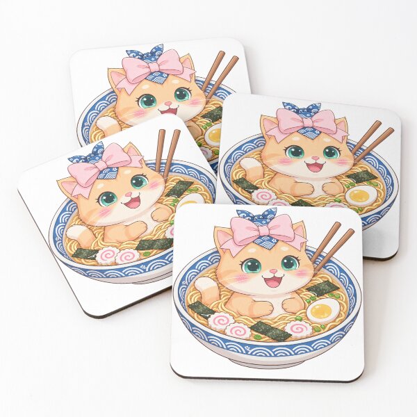 Item preview, Cute Kawaii Cat in Japanese Ramen Bowl designed and sold by Luna's World - Moody Vibes Studio.