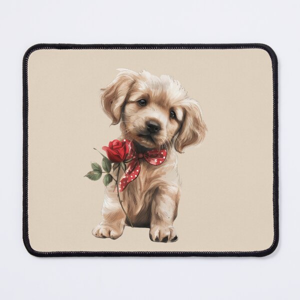 Item preview, Golden Retriever Puppy with Red Rose designed and sold by Erika Kaisersot.