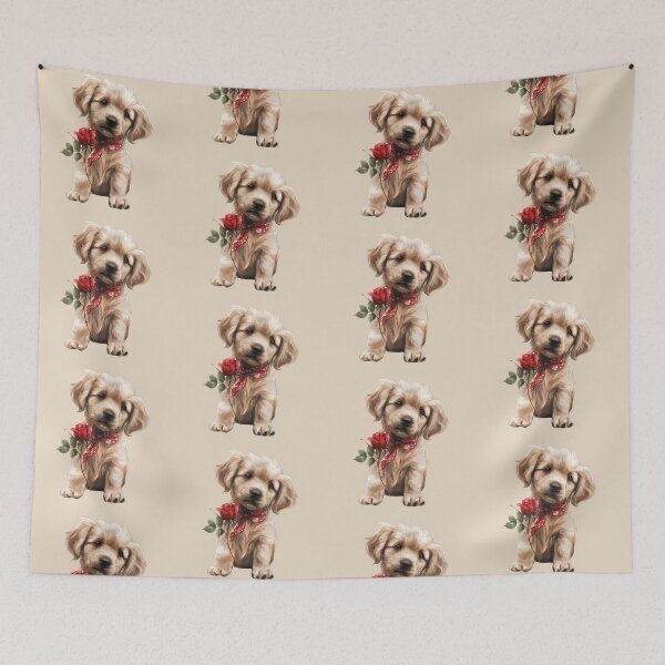 Item preview, Golden Retriever Puppy with Red Rose designed and sold by Erika Kaisersot.