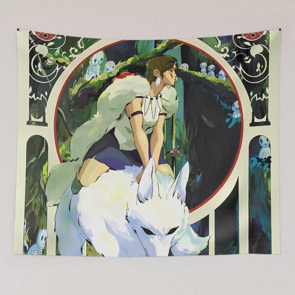 Item preview, girl and wolf [[themomonokes]] go -%[ghiblis]%- hunt aways  designed and sold by ebyyuishop.