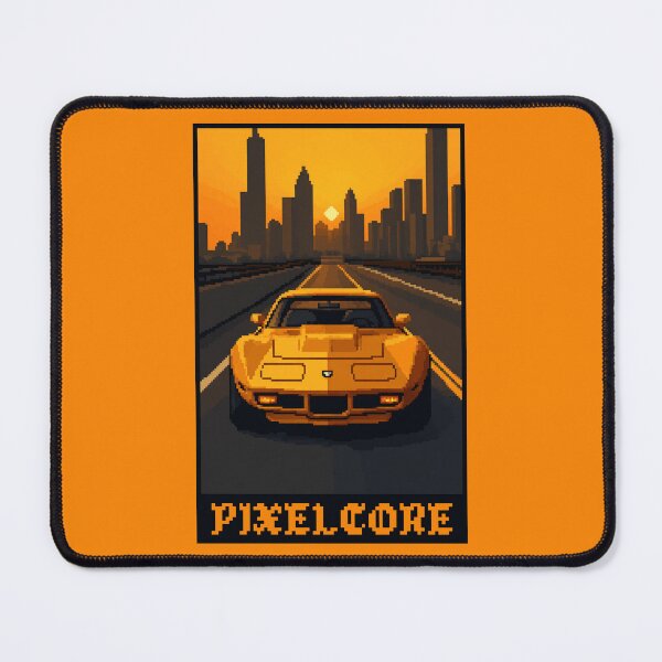 Item preview, Corvette Muscle Car driving in Sunset Pixel Art {PIXELCORE} designed and sold by PIXELCORE-TEE.