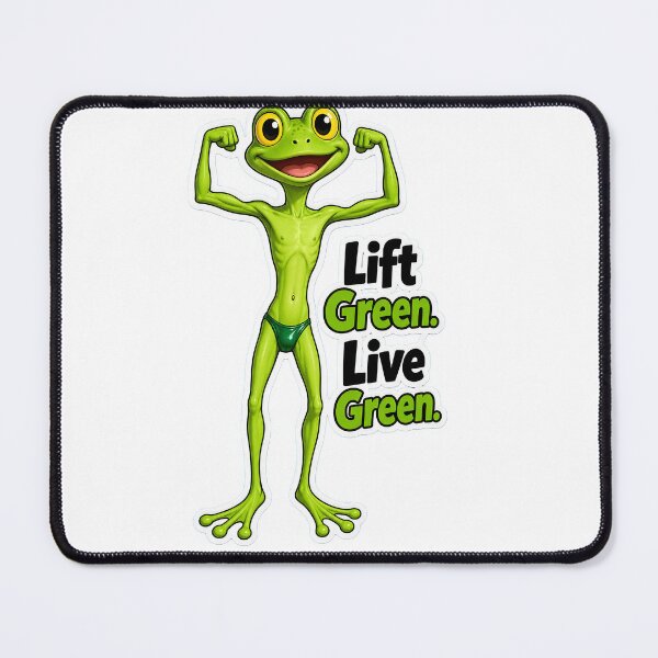 Item preview, Lift Green Live Green – Bodybuilder Frog Cartoon designed and sold by Halbeskilo.