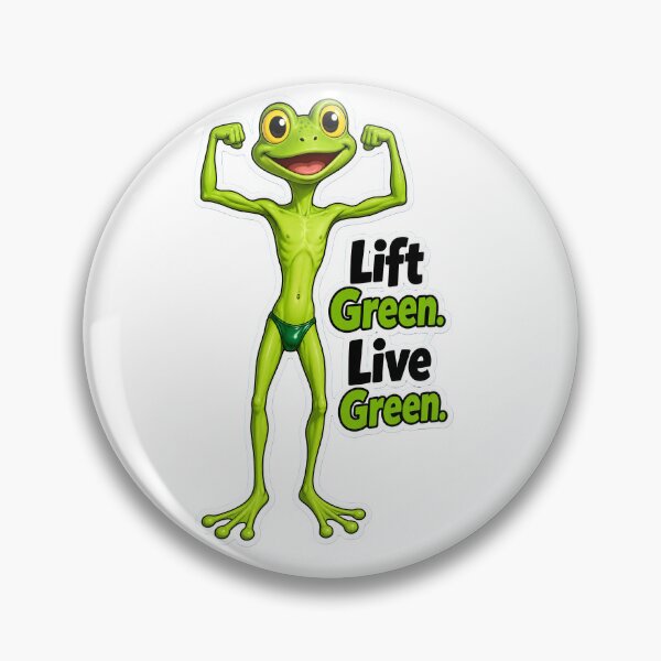 Item preview, Lift Green Live Green – Bodybuilder Frog Cartoon designed and sold by Halbeskilo.
