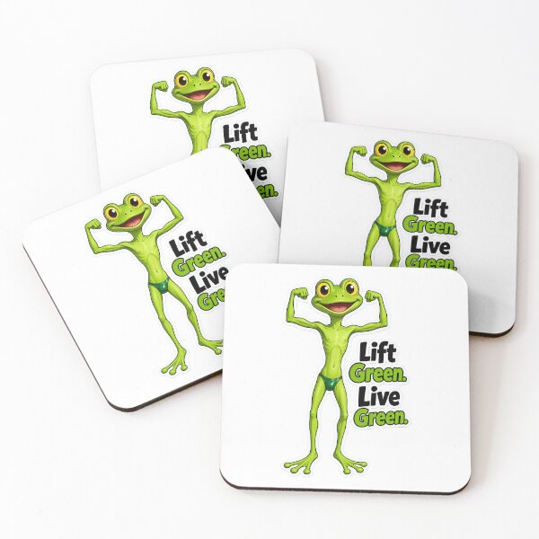 Item preview, Lift Green Live Green – Bodybuilder Frog Cartoon designed and sold by Halbeskilo.