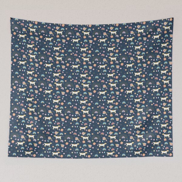 Item preview, Cute Dog Rainbow Navy Boho Pattern designed and sold by Zaya_art.