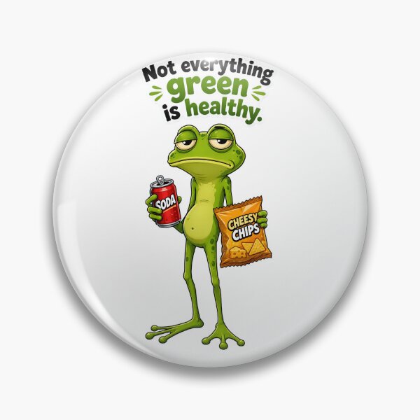 Item preview, Not Everything Green Is Healthy – Junk Food Frog Cartoon designed and sold by Halbeskilo.