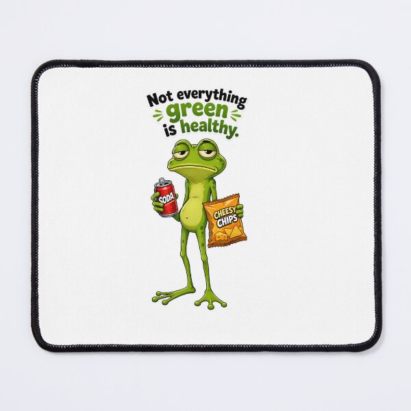 Item preview, Not Everything Green Is Healthy – Junk Food Frog Cartoon designed and sold by Halbeskilo.