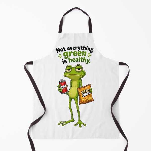 Item preview, Not Everything Green Is Healthy – Junk Food Frog Cartoon designed and sold by Halbeskilo.