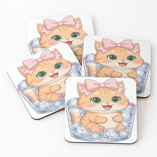 Item preview, Cute Kawaii Cat in Ice Cube Glass Chilling designed and sold by Moody Vibes Studio.