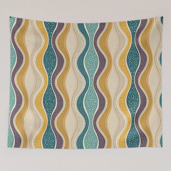 Item preview, Retro Wavy Dots & Stripes Seamless Pattern designed and sold by trendspatterns.