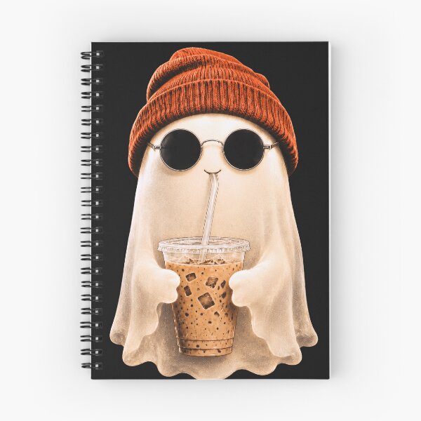 Item preview, Cute Ghost Drinking Iced Coffee Orange Beanie Halloween designed and sold by JerdbordinShop.