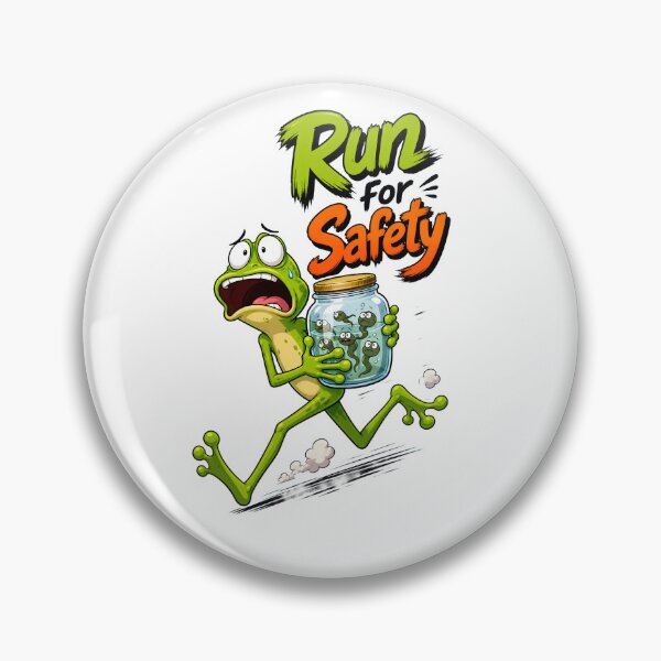 Item preview, Run for Safety – Frog with Tadpoles Cartoon designed and sold by Halbeskilo.
