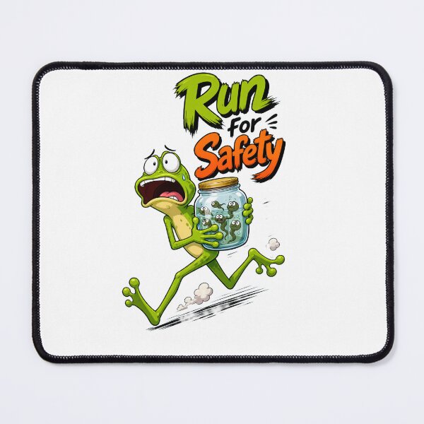 Item preview, Run for Safety – Frog with Tadpoles Cartoon designed and sold by Halbeskilo.