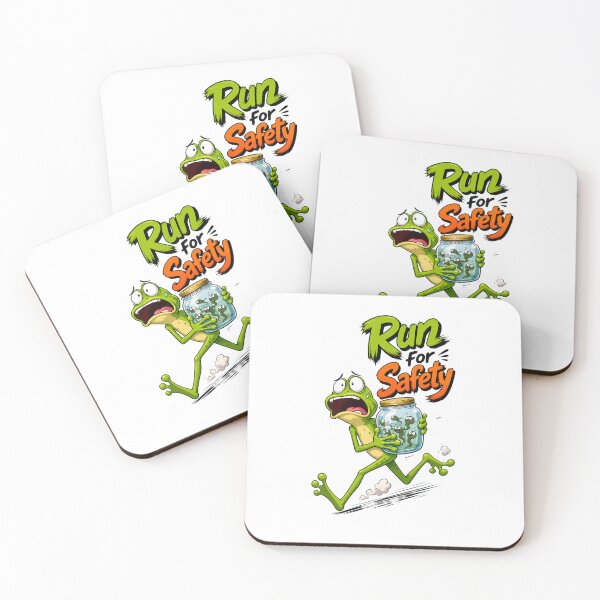 Item preview, Run for Safety – Frog with Tadpoles Cartoon designed and sold by Halbeskilo.