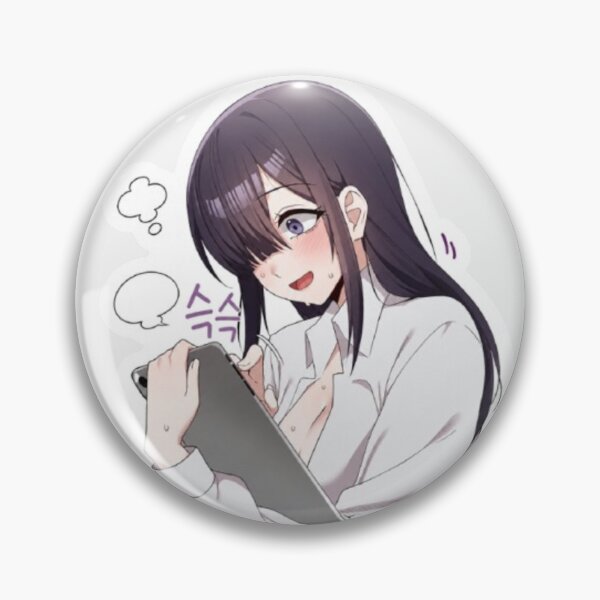 Item preview, Flustered Anime Girl with Tablet Sticker designed and sold by MeowLoka ⭐⭐⭐⭐.