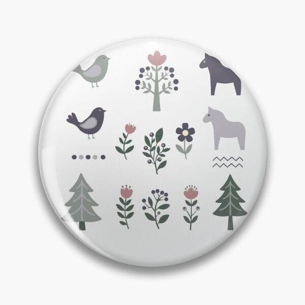 Item preview, Scandinavian Folk Art Elements Dala Horse and Birds Vector Sticker Pack designed and sold by ElenMart.