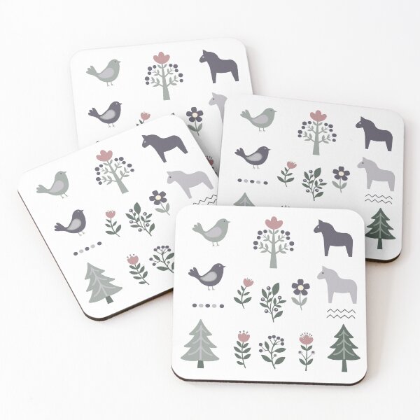 Item preview, Scandinavian Folk Art Elements Dala Horse and Birds Vector Sticker Pack designed and sold by ElenMart.