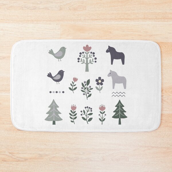 Item preview, Scandinavian Folk Art Elements Dala Horse and Birds Vector Sticker Pack designed and sold by ElenMart.