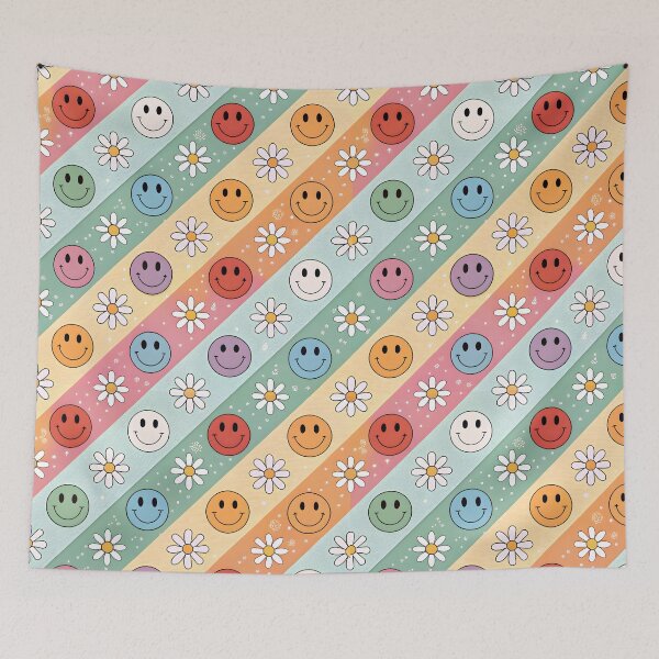 Item preview, Cute Smiley Face & Daisy Retro Seamless Pattern designed and sold by trendspatterns.
