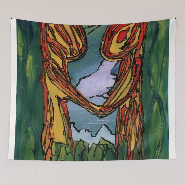 Item preview, Connected Spirits – Expressionist Twin Figures designed and sold by Dwaalhaas.com.