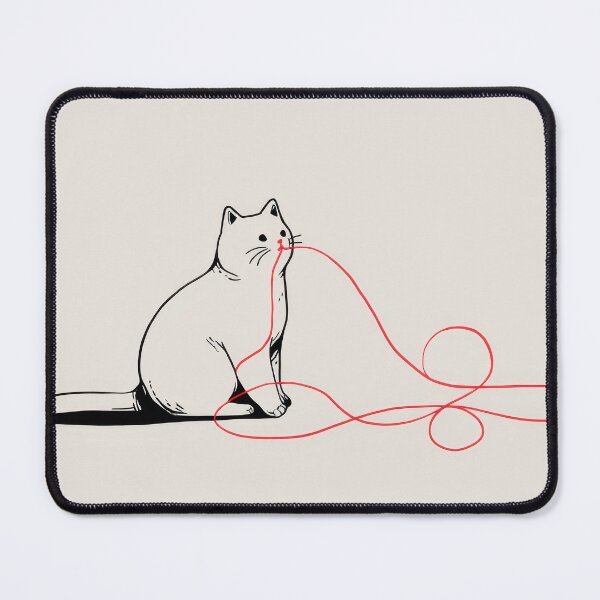 Item preview, Cat plays with red string designed and sold by anytka.