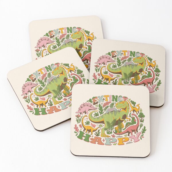 Item preview, Extinct But Happy Groovy Dinosaurs Retro 70s - Light Colors Edition designed and sold by Shyla Marsare.