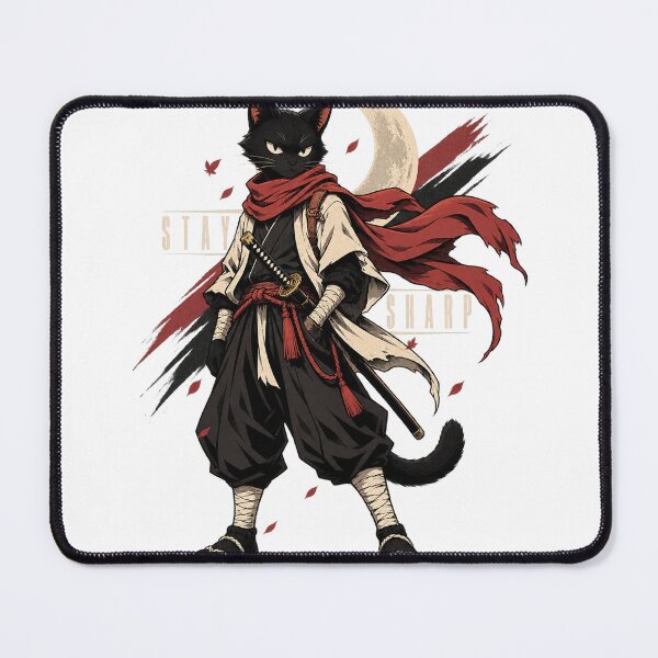 Item preview, Black Cat Ronin Samurai Stay Sharp designed and sold by WelLarsDigitals.