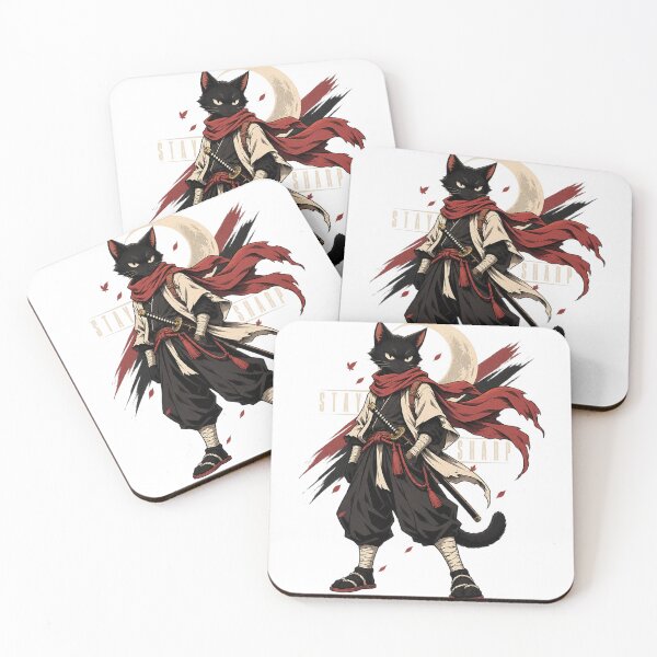 Item preview, Black Cat Ronin Samurai Stay Sharp designed and sold by WelLarsDigitals.
