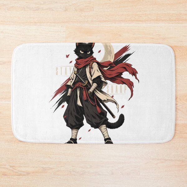 Item preview, Black Cat Ronin Samurai Stay Sharp designed and sold by WelLarsDigitals.