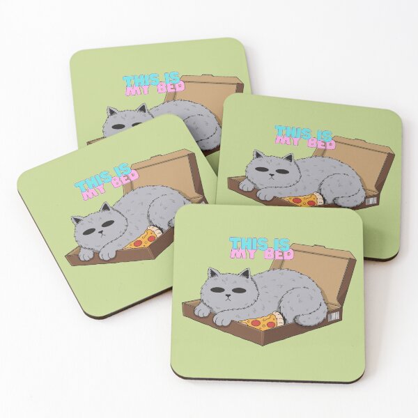 Item preview, This Is My Bed – Cute Grey Cat in Pizza Box Funny Cat Design designed and sold by Mousy17.