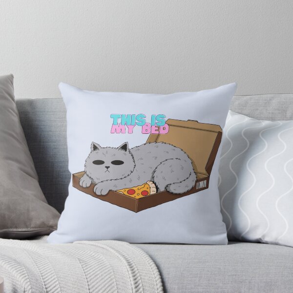 Item preview, This Is My Bed – Cute Grey Cat in Pizza Box Funny Cat Design designed and sold by Mousy17.