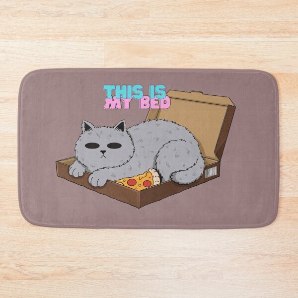 Item preview, This Is My Bed – Cute Grey Cat in Pizza Box Funny Cat Design designed and sold by Mousy17.