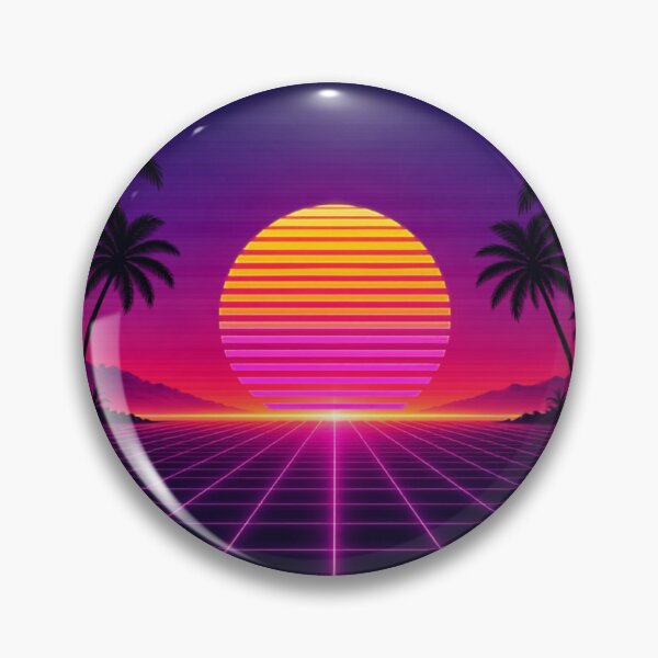 Aperçu de l'œuvre Skin pour ordinateur portable style synthwave rétro années 80, coucher de soleil, néon, grille, palmiers créée et vendue par CagriCreates.