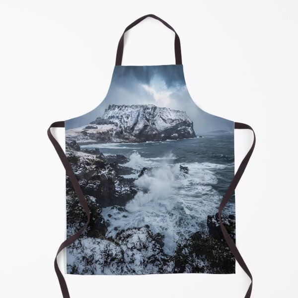Item preview, Dramatic Snowy Seongsan Ilchulbong & Winter Waves, Jeju Island, Korea: Majestic Snow-Covered Volcanic Peak, Stormy Ocean & Coastal Epic Art Print, Poster & Home Decor designed and sold by SOOstudio73.