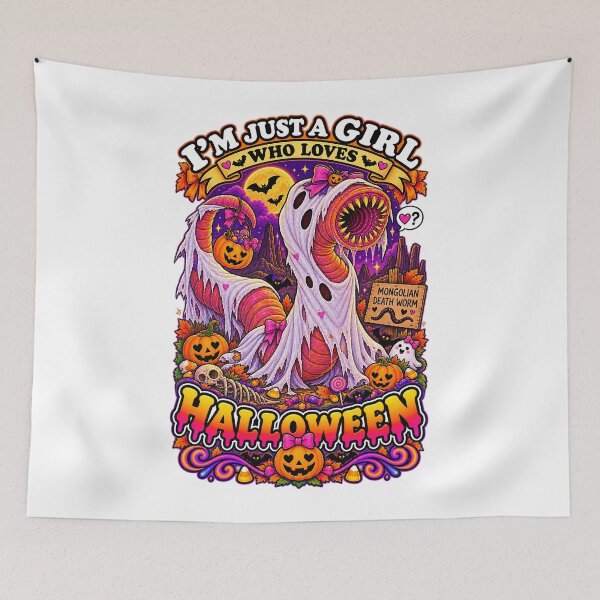 Item preview, ⭐ CRYPT OR TREAT COLLECTION - CRYPTID - MONGOLIAN DEATH WORM IN GHOST COSTUME - GIRL - Gobi Desert - Mongolia & China designed and sold by WheelieGdArt.