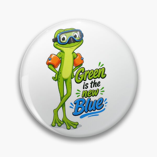 Item preview, Green Is the New Blue – Swim Gear Frog Cartoon designed and sold by Halbeskilo.