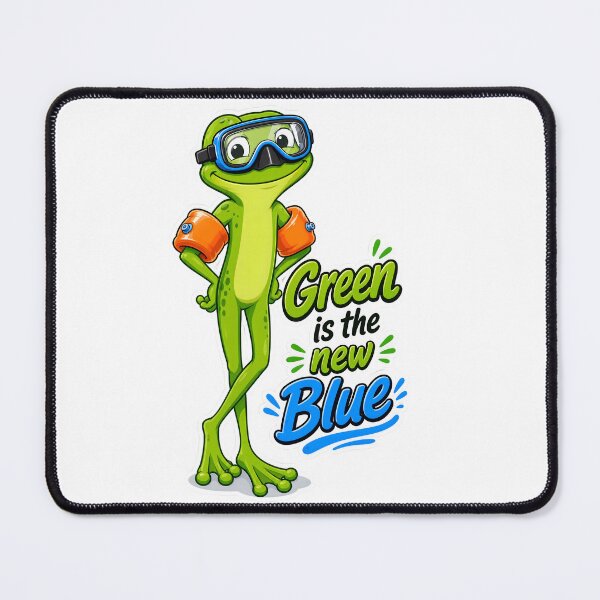 Item preview, Green Is the New Blue – Swim Gear Frog Cartoon designed and sold by Halbeskilo.
