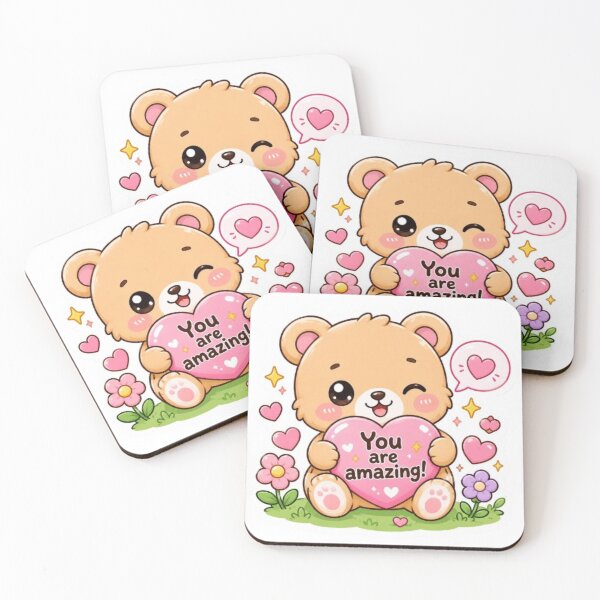 Item preview, Cute Kawaii Bear Sticker | You Are Amazing | Pastel Inspirational Sticker designed and sold by Vegasstickers.