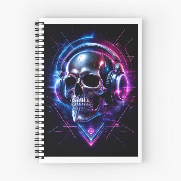 Item preview, Cyberpunk Glitch Skull with Headphones Futuristic Laptop Skin designed and sold by CagriCreates.