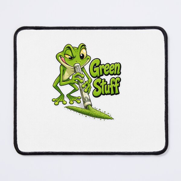 Item preview, Green Stuff – Money & Mischief Frog Cartoon designed and sold by Halbeskilo.