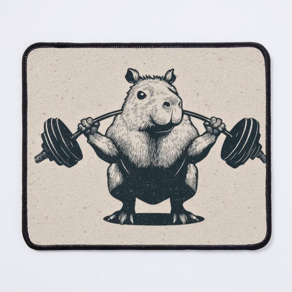 Item preview, Capybara lifting weights in gym designed and sold by anytka.