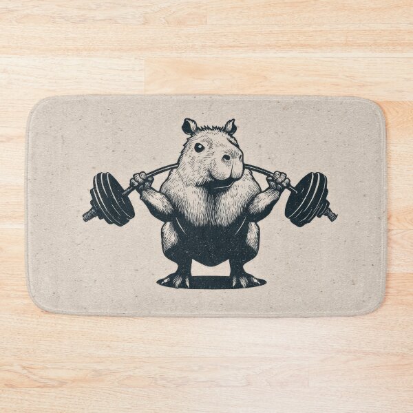 Item preview, Capybara lifting weights in gym designed and sold by anytka.