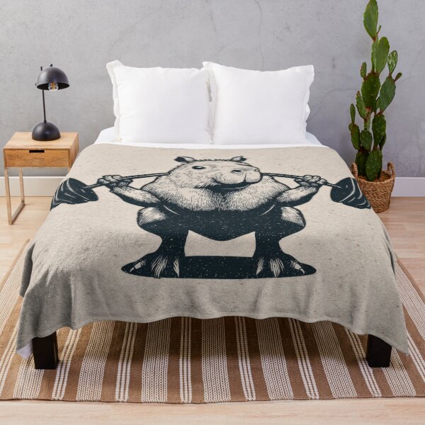 Item preview, Capybara lifting weights in gym designed and sold by anytka.