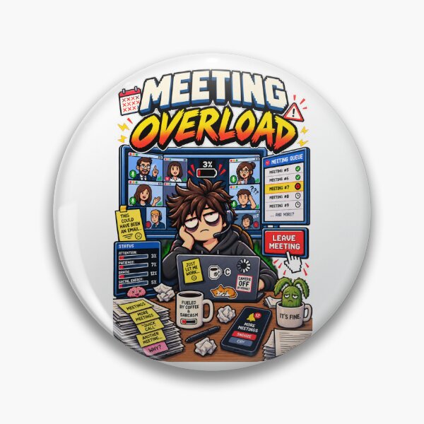Item preview, Meeting Overload – Retro Pixel Work Meeting Humor designed and sold by Mad Factory Designs.