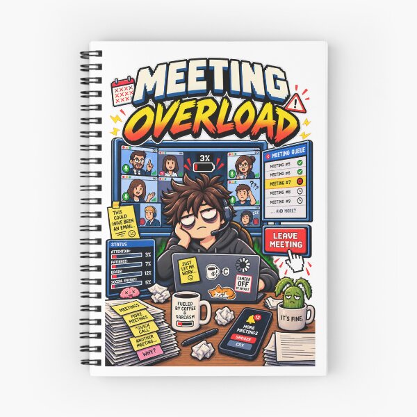 Item preview, Meeting Overload – Retro Pixel Work Meeting Humor designed and sold by Mad Factory Designs.