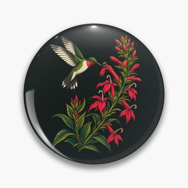 Item preview, Ruby Throated Hummingbird and Cardinal Flower designed and sold by VoyteksDesigns.